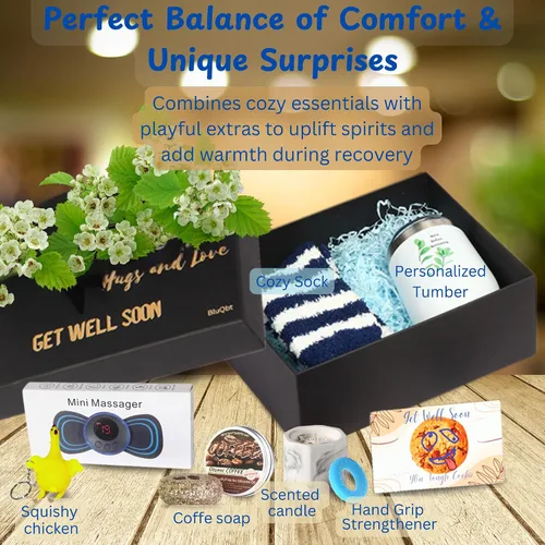 Miniatura 2 de Regalos para hombres y mujeres, paquete de cestas de regalo BluQbt Care para recuperación de cirugía de quimioterapia para amigos enfermos, muestra