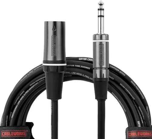 Cableworks de Gator Cases Serie Compositor Deluxe Cable XLR macho a TRS de 18 pulgadas, (GCWC-XLR-18INMTRS)