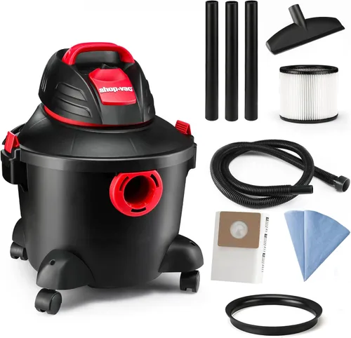 Shop-Vac 5920689 Aspiradora húmeda/seca, 6 galones, 3.0 CV pico, 1.25 pulgadas de diámetro x manguera de 7 pies, cable de 6 pies, ideal para