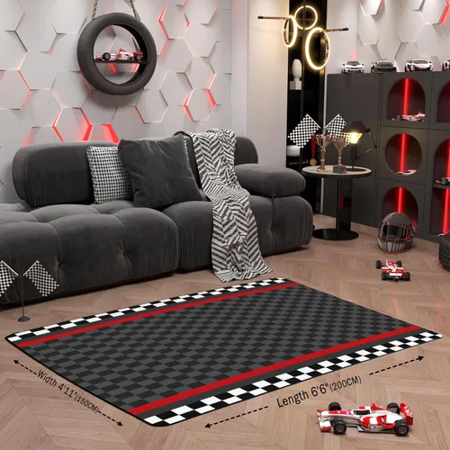Miniatura 3 de Alfombra de Juego de Autos de Carreras para Niños, Alfombras de Juego para Niños, Alfombra de Sala de Juegos para Niños con Respaldo de Goma