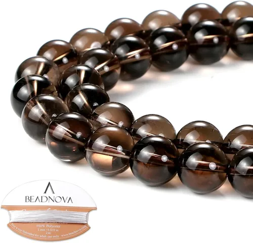 Miniatura 80 de Cuentas de ónix negro BEADNOVA con cuentas de cristal natural, piedras preciosas, redondas, sueltas, curativas de energía con cordón elástico de 01)