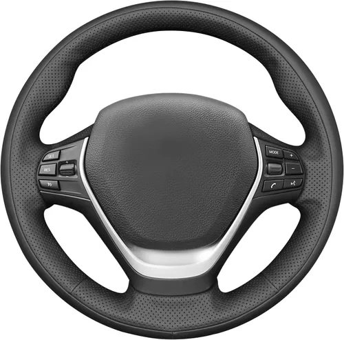 Miniatura 11 de MEWANT Envoltura de volante de ante negro cosida a mano para BMW 2Series F22 F23 F30 F34 F32 F33 F36 Cubierta de volante DIY