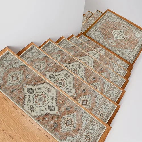 Miniatura 7 de OJIA Alfombra antideslizante para peldaños de madera, alfombra de aterrizaje con respaldo de goma, alfombras de seguridad suaves para la familia