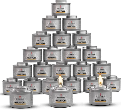 Miniatura 8 de Paquete de 12 latas de combustible de 6 horas para calentadores de alimentos y bandejas de bufé de rozaduras, sin olor, sin humo, mecha