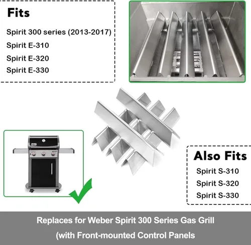 Miniatura 5 de Uniflasy 7636 Barras Saborizadoras de Acero Inoxidable para Weber Spirit 300 y GS4 Spirit II 300 Series, Spirit E310 E320 E330 S310 S320 S330
