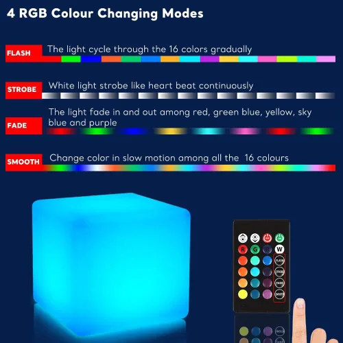 Miniatura 5 de Cubo de luz LED recargable de 6 pulgadas, 16 colores cambiantes Tesseract cubos de luz con control remoto, lámpara de humor LED cósmica regulable