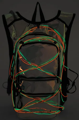 Miniatura 7 de Mochila de hidratación con luces frías, bolsa de agua de 2 L, bolsa ligera para correr, senderismo, bicicleta, escalada, festival de música esencial