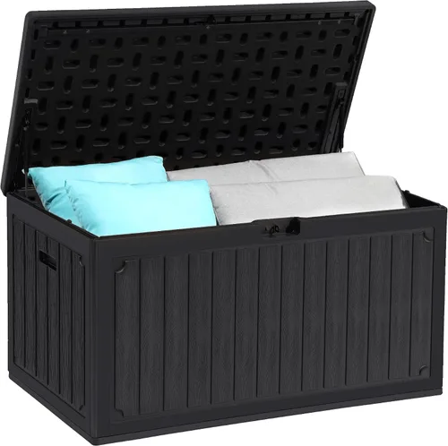 Miniatura 26 de YITAHOME Caja de cubierta de 32 galones, almacenamiento de resina con tapa con cerradura y asas laterales, contenedor pequeño