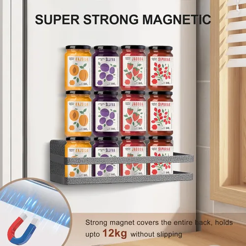 Miniatura 5 de Uten Estante grande para especias para refrigerador, paquete de 2 estantes magnéticos fuertes, organizador de refrigerador movible para cocina