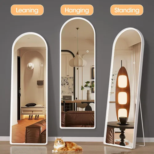 Miniatura 5 de Hasipu Espejo de Cuerpo Completo de 55" X 18" con Luces, Espejo LED de Cuerpo Completo con Marco Blanco en Arco y 3 Temperaturas de Color y Brillo