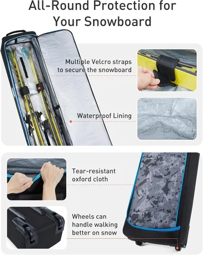 Miniatura 5 de TOURIT Rolling Ski Bag and Ski Boot Bag Combo - Fully Padded Snowboard Bag with Wheels for Air Travel, Wheeled Ski Bag Holds 2 Pairs of Skis (195cm)