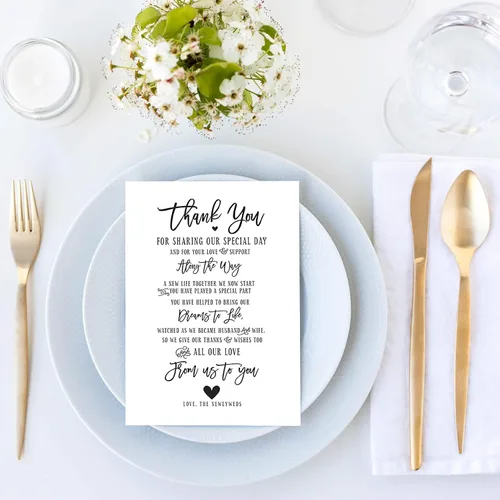 Miniatura 5 de Your Main Event Prints 50 tarjetas de agradecimiento de boda, perfectas para añadir a centros de mesa y decoraciones de boda para recepciones