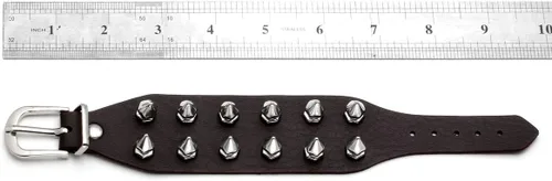 Miniatura 3 de Eigso - Pulsera de cuero negro estilo punk con remaches y tachuelas de metal para Halloween, para hombres y mujeres , aleación, K4., EGSLBR00022