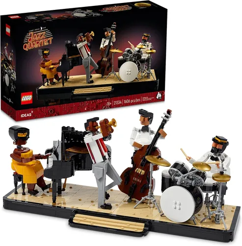 LEGO Ideas Jazz Quartet, Set de Construcción para Adultos con Escenario Construible y 4 Figuras de Músicos de Banda, Incluye Instrumentos de Piano,