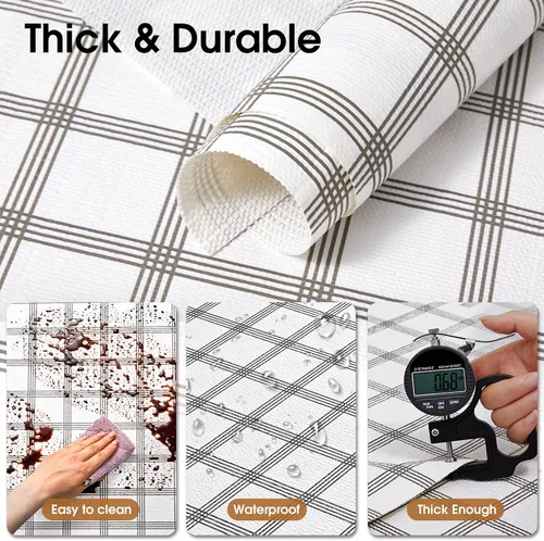 Miniatura 4 de Beautysaid Revestimiento de estante y cajón para armario de cocina, papel antideslizante no adhesivo, impermeable, lavable, grueso para tocador