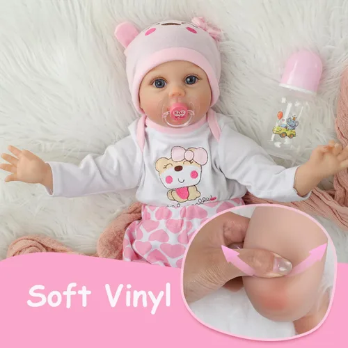 Miniatura 10 de Kdudgso Muñecas de bebé Reborn para niña de 22 pulgadas, muñeca de bebé de silicona realista, muñecas de bebé de la vida real hechas a mano, cuerpo