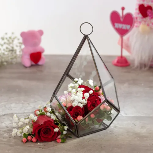 Miniatura 5 de D'Eco - Centro de mesa con forma de lágrima de cristal (6 x 6 x 7 pulgadas), terrario para mesa o colgante, decoración de primavera para el hogar