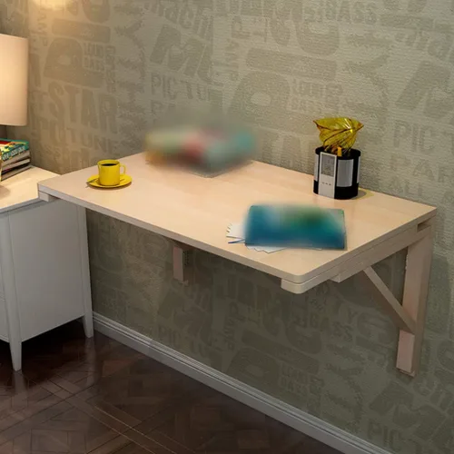 Miniatura 6 de Mesa flotante de hojas colgantes para montar en la pared, mesa de comedor plegable de madera maciza, escritorio de computadora multifunción, mesa
