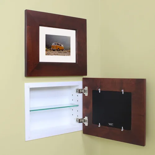 Miniatura 20 de Marco de fotos oculto de 11 x 14 pulgadas, botiquín sin espejo para baño, empotrado en la pared, fabricado en América del Norte, madera real, sin