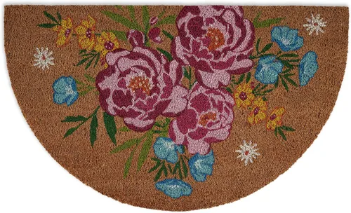 DII Floral Design Collection - Felpudo de fibra de coco natural, 17 x 29 pulgadas, ramo Bouquet