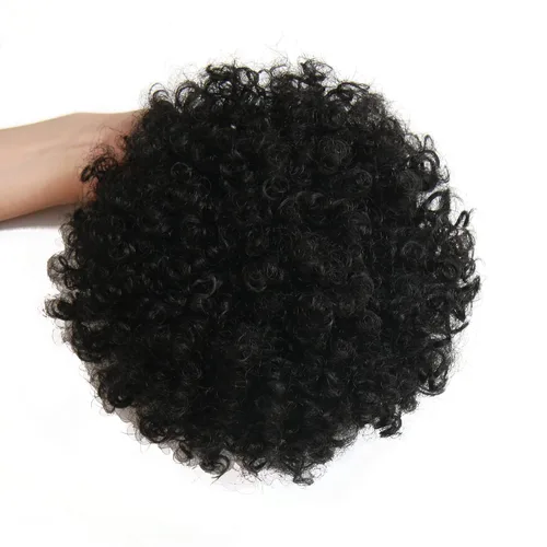 Miniatura 6 de Extensión de cola de caballo afro rizada encrespada con cordón para mujeres, cola de caballo afro con cordón, rizos encrespados sintéticos, piezas