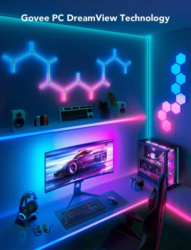 Miniatura 11 de Govee Luz de juego para monitor G1, retroiluminación LED RGBIC para PC de 27 a 34 pulgadas, luces LED inteligentes para monitores con combinación