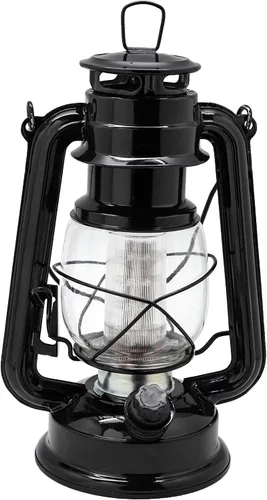 YAKii Linterna LED vintage de metal colgante de huracán, 12 luces LED, interruptor de atenuación, blanco frío, funciona con pilas, linterna de corte