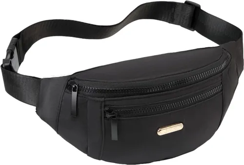 Miniatura 2 de Riñonera para mujer, bolsa de cintura de moda con correa ajustable para viajes, deportes y correr, Negro, talla única