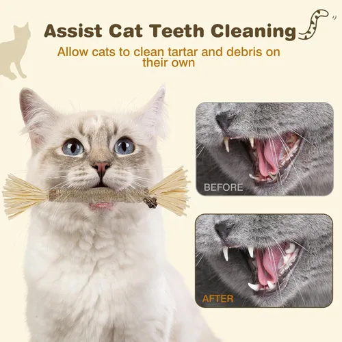 Miniatura 5 de Silvervine Sticks for Cats - Cat Chew Toy for Teeth Cleaning, Edible Matatabi Kitty Chew Sticks, Catnip Cat Toys for Indoor Cats (4, Grey)