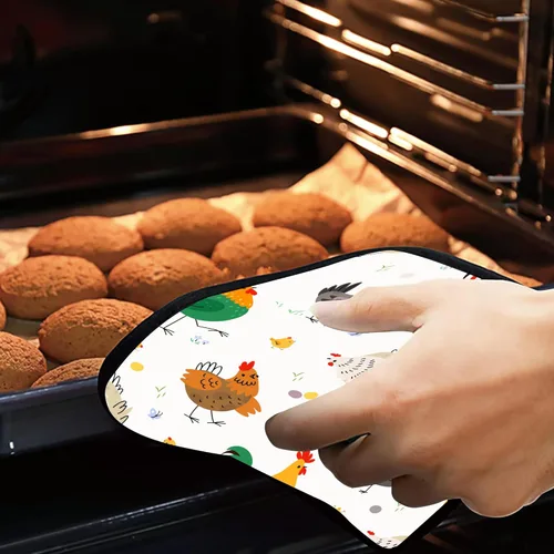 Miniatura 7 de Juego de 2 soportes para ollas de gallo de dibujos animados, resistentes al calor y antideslizantes, almohadillas calientes para horno de pollo