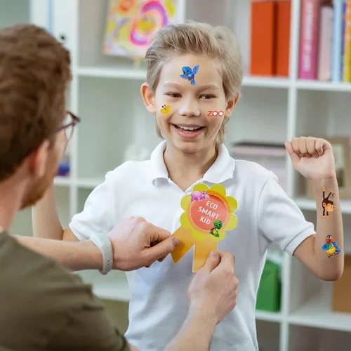 Miniatura 5 de 24 hojas (más de 400 unidades), calcomanías hinchadas en 3D de animales para niños pequeños, hojas de calcomanías preescolares a granel