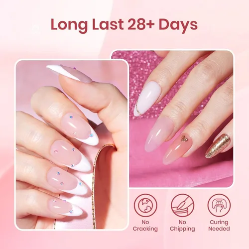 Miniatura 4 de Beetles - Kit de extensión de gel de uñas de polietileno, 6 colores de gelatina nude con solución deslizante, mejora de uñas para principiantes