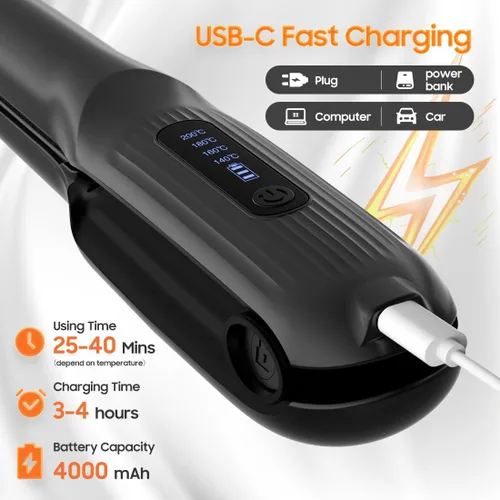 Miniatura 4 de Cordless Hair Straightener, Portable Flat Iron for Travel, 2 in 1 Hair Styling Tools for straightening and Curling, Lightweight on-The-go, 4500 mAh