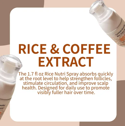 Miniatura 4 de Youthfully Beautiful Rice Nutri Spray and Shampoo Bar Set Thickens Hair Support Healthy Growth Rice Coffee Extract for Thinning Hair and Hair Loss