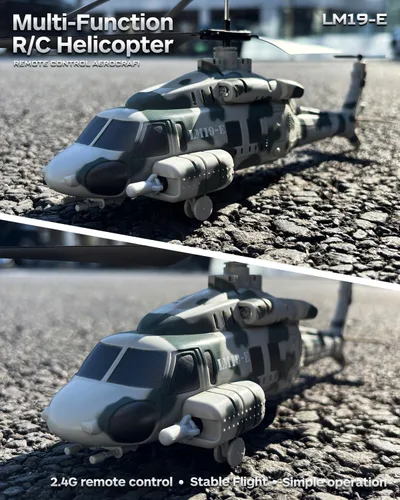 Miniatura 6 de Helicóptero RC, LM19-E Helicóptero de control remoto de 2.4 GHz con 10 misiles lanzables, luz LED, retención de altitud, despegue con una tecla