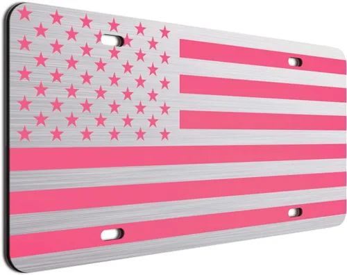 Miniatura 77 de JASS GRAPHIX Placa de matrícula personalizada con la bandera estadounidense de línea amarilla, homenaje personalizado a despachadores y operadores