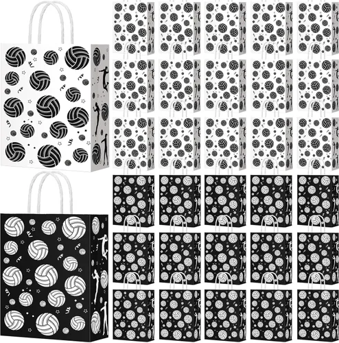 Leinuosen 30 bolsas de regalo de voleibol, bolsas de regalo de voleibol, bolsas de golosinas para aperitivos y dulces con asa para temática de