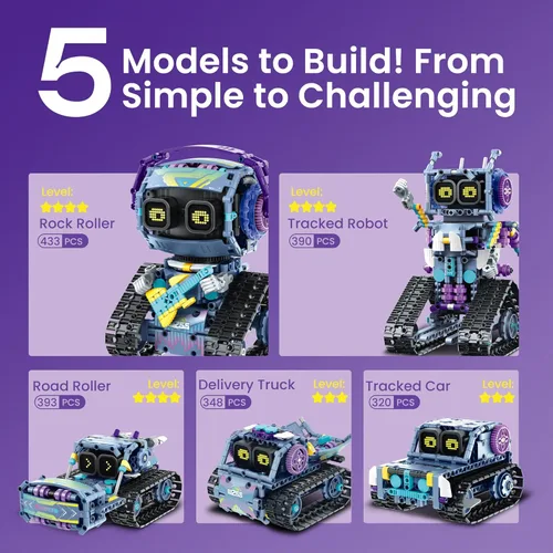 Miniatura 6 de Sillbird Kit de construcción de robot con control remoto, regalos STEM para niños de 8 a 12 años, juguetes creativos robóticos de codificación