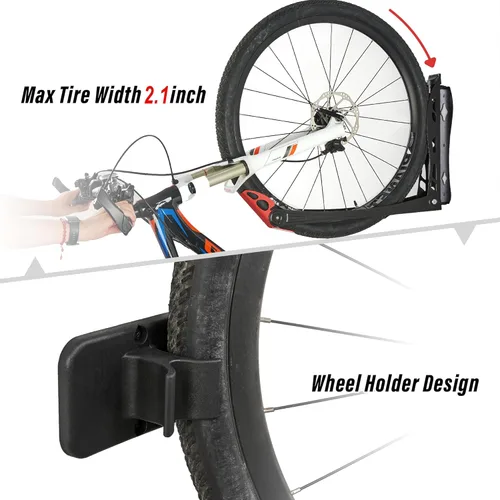 Miniatura 6 de Wallmaster BIKEPAL - Portabicicletas giratorio, montaje en pared, soporte vertical para almacenamiento de bicicletas, ahorro de espacio