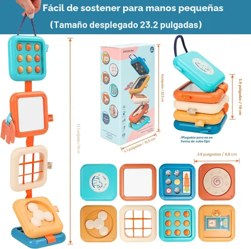 Miniatura 5 de GRESEESM Montessori - Tabla de actividades para niños de 1 año, juguetes de viaje para niños de 1 a 3 años, tablero de actividades sensoriales