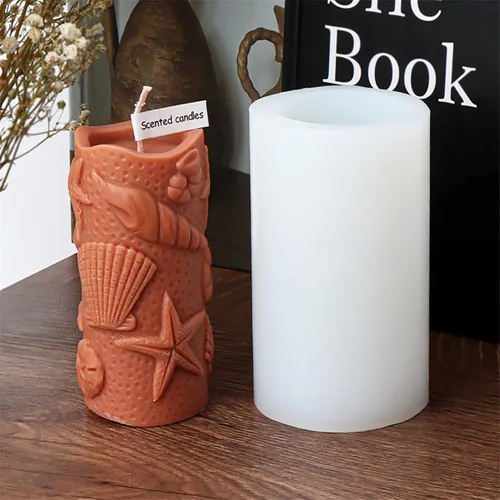 Miniatura 2 de Molde de Vela de Concha Molde de Cilindro de Concha Molde de Pez de Silicona Onda Espiral para Velas - Moldes de Fundición de Resina de Silicona