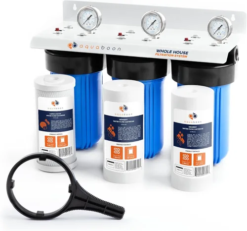 Miniatura 12 de Aquaboon Sistema de filtro de agua de 2 etapas para toda la casa con 5 micrones, 10 x 4.5, antiincrustación, purificación de agua de sedimentos