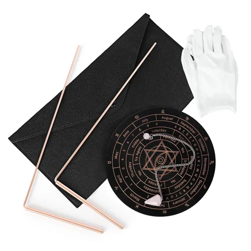 Kit de varillas de adivinación de cobre puro al 99.9% - 2 piezas 30 * 13 cm varillas de adivinación + bolsa de regalo + guantes para adivinación por