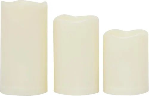Miniatura 31 de 4 velas LED escalonadas sin flama, de pilas, impermeables, para exteriores, con temporizador, luz nocturna parpadeante de resina plástica
