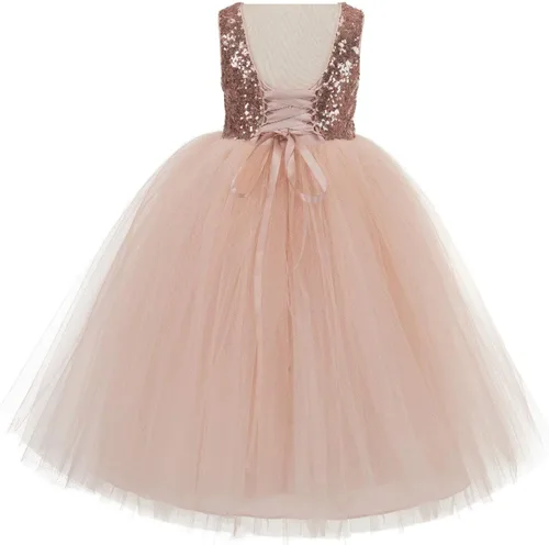 Vestido vintage para niña de las flores, tutú con corsé, novedad, boda, tul recepción, 205