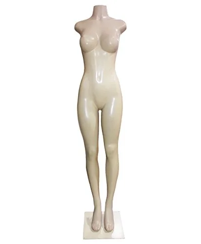 Amko 9004B maniquí de estilo brasilero de cuerpo completo sin brazos con base de metal de 5 pies y 4 pulgadas de altura, 34 pulgadas de busto, 26