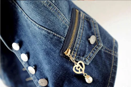 Miniatura 8 de Chaleco de mezclilla con solapa para mujer, chaleco con botones, chaleco azul