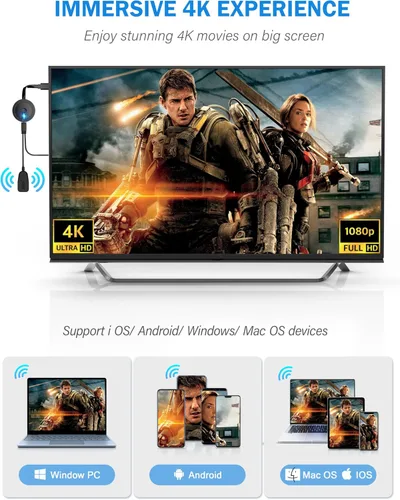 Miniatura 3 de Adaptador de pantalla inalámbrico 4K 1080P, PPT fundido, películas de i-Phone, tableta, i-Pad, computadora portátil, PC a TV, proyector, monitor