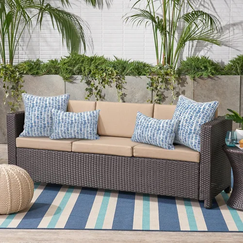 Miniatura 907 de Juego de 2 almohadas para exteriores de 16 x 16 pulgadas, repelentes al agua con interiores, para muebles de patio, hogar, jardín, geometría bohemia