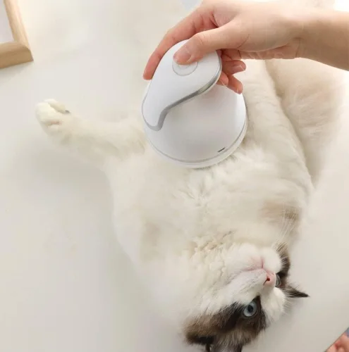 Miniatura 5 de Petlex Masajeador eléctrico del cuero cabelludo para gatos, masajeador portátil de cabeza de mascotas, masajeador giratorio automático para el Blanco